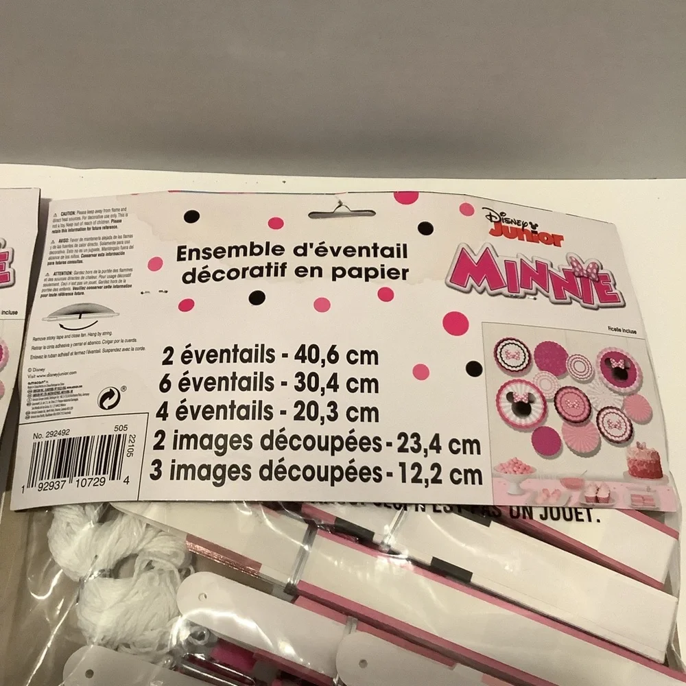 Disney Minnie Mouse Paper Fan Decorating‎ Kit - Pink and Black 2 PK